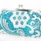 Turquoise Lace Clutch for Bridesmaids and flower girl 