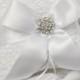 White Vintage Lace Ring Bearer Pillow - White Alencon Lace Wedding Ring Bearer Pillow