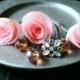 Sale- Wedding Hair Pins Pink Roses Bridal Veil Pins