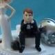 Wedding Cake Topper Dallas Cowboys Football Themed Ball and Chain Key w/ Garter Sports Fan Bride and Groom Reception Funny Centerpiece Humor