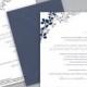 DiY Printable Wedding Invitation Template - Download Instantly - EDITABLE TEXT - Exquisite Vines (Navy & Silver)  - Microsoft® Word Format