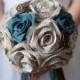 Book Page Antiqued Rose Steampunk Bridal Bouquet 15 Roses