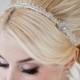 Bridal Headband, Bridal Ribbon Headband, Wedding Hair Accessory, Rhinestone Ribbon Headband - MINKA