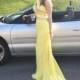 2014 Sparkling Rhinestones One Shoulder Mermaid Beaded Evening Sweep Train Party Long Ruched Chiffon Yellow Prom Dresses Online with $92.15/Piece on Hjklp88's Store 