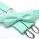 Ring bearer outfit, mint bow tie and suspenders, toddler bow tie and suspenders, bow tie and suspender set, mint wedding, wedding suspenders