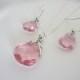 Pink Crystal Bridesmaid Jewelry Set-Pink Bridal Party Jewelry Set-Swarovski Light Rose Pink Crystal Necklace and Earrings