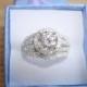 Diamond Cut White Sapphires 925 Sterling Silver Engagement / Wedding Ring Set Size 7 3/4