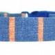 Denim and Orange Stripe Dog Collar/ Navy Blue Dog Collar: Denim & Orange