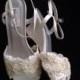 Reserved Listing for Patti - Custom Gold Lace Accent Wedge Heel Wedding Shoes - " Cassie Gold"