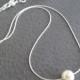 Pearl Necklace,Floating Swarovski Pearl Necklace,Single Pearl,Sterling Silver Pearl Necklace,Bridesmaid Jewelry,Wedding Jewelry