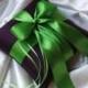 Romantic Satin Ring Bearer Pillow...You Choose the Colors...Buy One Get One Half Off...shown in eggplant/apple green