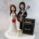 Bride & Groom with Guitar and Marshall Amp Custom Handmade Wedding Cake Topper