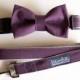 Plum Wine Eggplant Dog Bow Tie With Optional Matching Leash by Dog and Bow