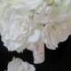 Realtouch Gardenia and Stephanotis Wedding Vintage Rhinestones Pearls Bridal Bouquet Set