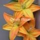 Natural Real Touch Orange Tiger Lily Long Stem for Wedding Bridal Bouquets, Centerpieces, Decorative Flowers