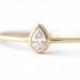 Pear Diamond Engagement Ring - Diamond Gold Ring - 14k Solid Gold