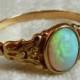 Victorian Opal Ring Opal Engagement Ring, Antique Australian Blue Opal Victorian Engagement Ring 14K 1800s, October