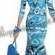 For Sale Emilio Pucci V-Neck Long Dress Blue Print