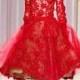 Best Selling Zuhair Murad Cocktail Dresses Lace Applique Red Beautiful Long Sleeves Knee Lace Short Short Prom Dress Online with $92.73/Piece on Hjklp88's Store 