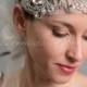 1920s Flapper Style Bridal Hairband, Rhinestone Great Gatsby Tulle Tie On Headband, Wedding Headband - Valentina