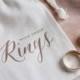 Rustc Gold Calligraphy Wedding Ring Bearer Bag, pillow alternative