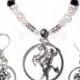 Wedding Bouquet Memorial Photo Charm Horse Lover Roping Cowboy Black Crystals Pearls with Matching Earrings - FREE SHIPPING