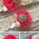 Wedding Garter Set / Bridal Sash / Bridal Hair Clip / BRIDAL COMBO PACKAGE Hot Pink and Ivory / All three Items Included!