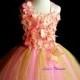 Gold & Pink Fairy Dress/ Gold and Pink flower girl dress/ Junior bridesmaids dress/ Flower girl pixie tutu dress/ Rhinestone tulle dress
