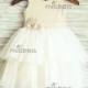 Linen Polka Dots Tulle Flower Girl Dress Wedding Easter Junior Bridesmaid Baptism Baby Infant Children Toddler Kids Dress