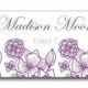Wedding Place Card Template - Flowers (Purple/Silver)  INSTANT DOWNLOAD -  DIY Wedding Place Card - Microsoft Word