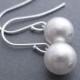 Drop Pearl Bridesmaid Earrings, Silver Pearl Earrings, Wedding Jewelry, White Pearl Drop Earrings
