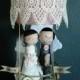 Wedding Cake Topper with Custom Wedding Dress with Hot Air Balloon by MilkTea