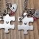 Hand stamped mini puzzle piece necklaces best friends, sisters , bridesmaids ,gift for her stainless steel jewelry