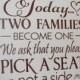 Wedding signs/Today Two Families Become One/Pick a Seat not a Side Sign/U Choose Colors