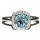 Blue Topaz Halo Ring, Anniversary, Engagement, Sky Ble Topaz