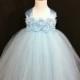 Light blue flower girl dress/ Junior bridesmaids dress/ Flower girl pixie tutu dress/ Rhinestone tulle dress