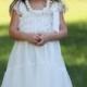 Ivory Chiffon Girls Dress- Flower Girl Dresses- White dress- Lace dress- Rustic Girls Dress- Baby Lace Dress- Junior Bridesmaid
