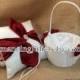 Knottie Style Flower Girl Basket and Ring Bearer Pillow Set with Rhinestone Accent...You Choose The Colors..shown in white/scarlett red