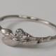 Leaves Diamond Ring No. 1 - 14K White Gold and Diamond engagement ring, engagement ring, leaf ring, filigree, antique, art nouveau, vintage
