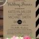 Printable Wedding Shower Invitation - Rustic Watercolor Flowers Black Stripes - Pink, Cream, Black, Brown Kraft Paper Bridal Shower
