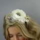 Ivory Bridal Headband Wedding Flower Wedding Accessory Lace Pearls Vail Feathers Bridal Accessory