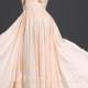 A-line Long Peach Strapless Sweetheart Beaded Chiffon Prom Dress