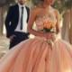 2015 New Arrival Puffy Ball Gown Wedding Dresses Strapless Coral Organza Crystals Beaded Laces Up Back Debutante Dress Vestidos Ball Gown Online with $176.97/Piece on Hjklp88's Store 