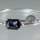 Amethyst Purple Octagonal Glass and Personalized Bangle Bracelet Set, Silver Bracelet, Personalized Jewelry, Bridesmaid Jewelry (S263S.)