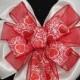 Red White Glitter Swirl Heart Valentine's Day Bow Wedding Pew Decorations