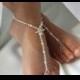 Kids Barefoot Sandals  Pearl Crystal & Silver Starfish Bridal Foot Wear Flower Girl Wedding  Jewelry Starfish Jewelry