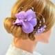 Swarovski bridal headpiece Lilac fascinator Fascinator headband Simple fascinator Flower headpiece Wedding hair comb