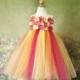 Yellow, Pink and Orange Flower girl Dress-  Orange Flower girl dress-  Yellow Flower girl dresses- Tutu Dress- Spring Tutu