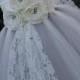 Flower girl dress.  Grey and Ivory Vintage Tutu dress with Pearls.