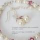 Swarovski Ivory Cream Pearl and Pink (Rose) Crystal Bracelet and Earring Set, Bridesmaid Bracelet and Earring Set, Bridal Jewelry